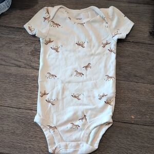 Carter's Cream and Tan Horse Pattern Bodysuit
